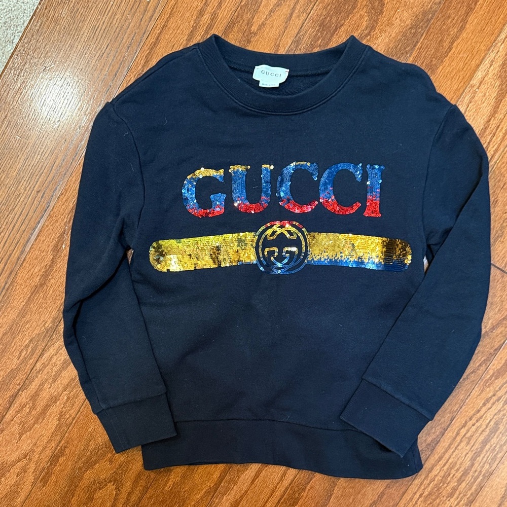 Gucci Kids Navy Sweatshirt with Colorful Logo